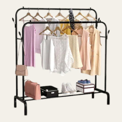 Perchero Doble Metálico Multifuncional con Ruedas