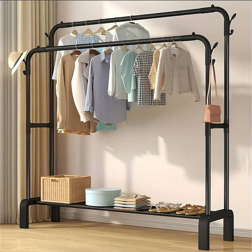 Perchero Doble Metálico Multifuncional con Ruedas